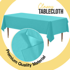 Premium Aqua Blue Plastic Table Cover | 54 in. x 108 in.