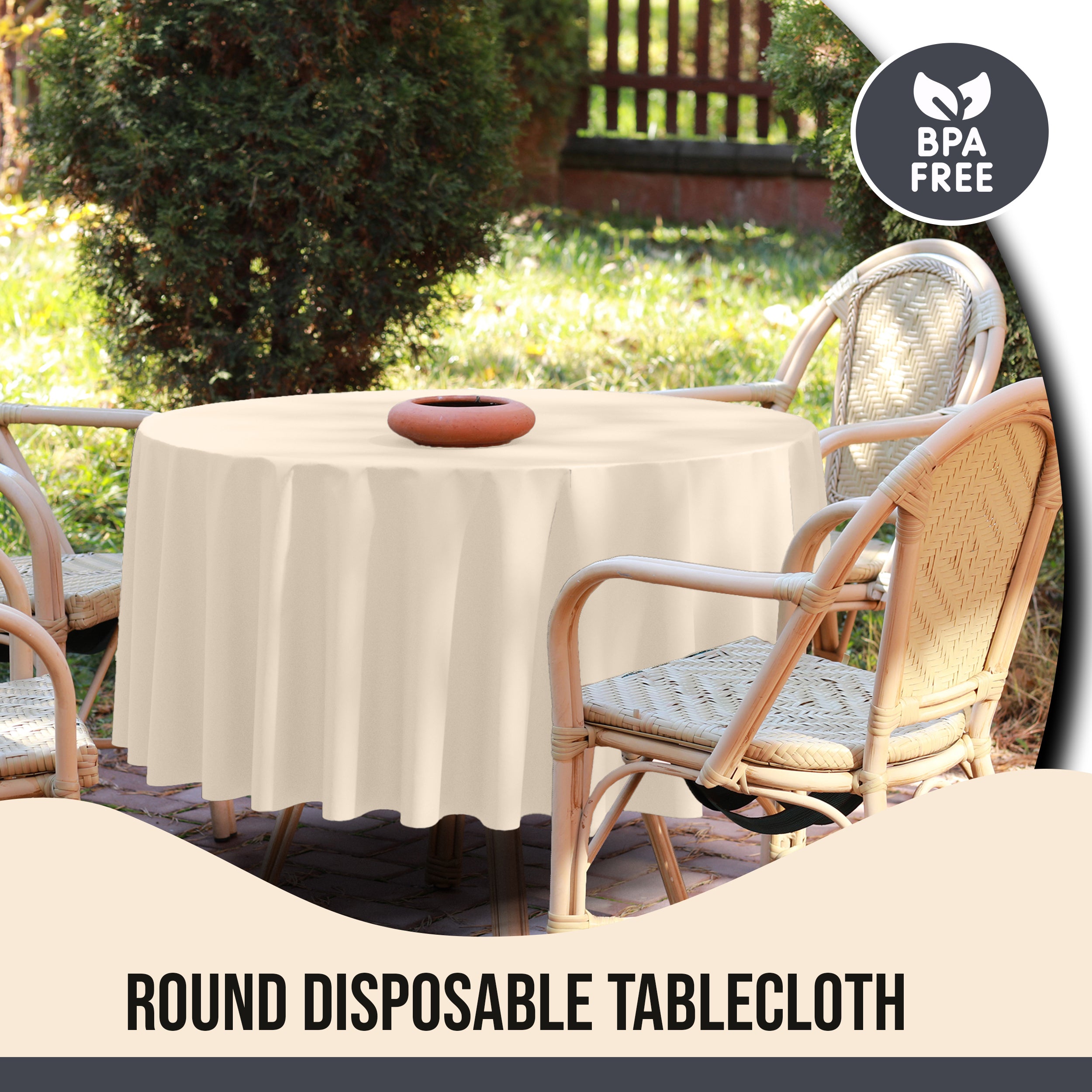 Premium 60" Round Ivory Table Cover