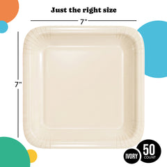 7 In. Ivory Square Paper Plates - 50 Ct.