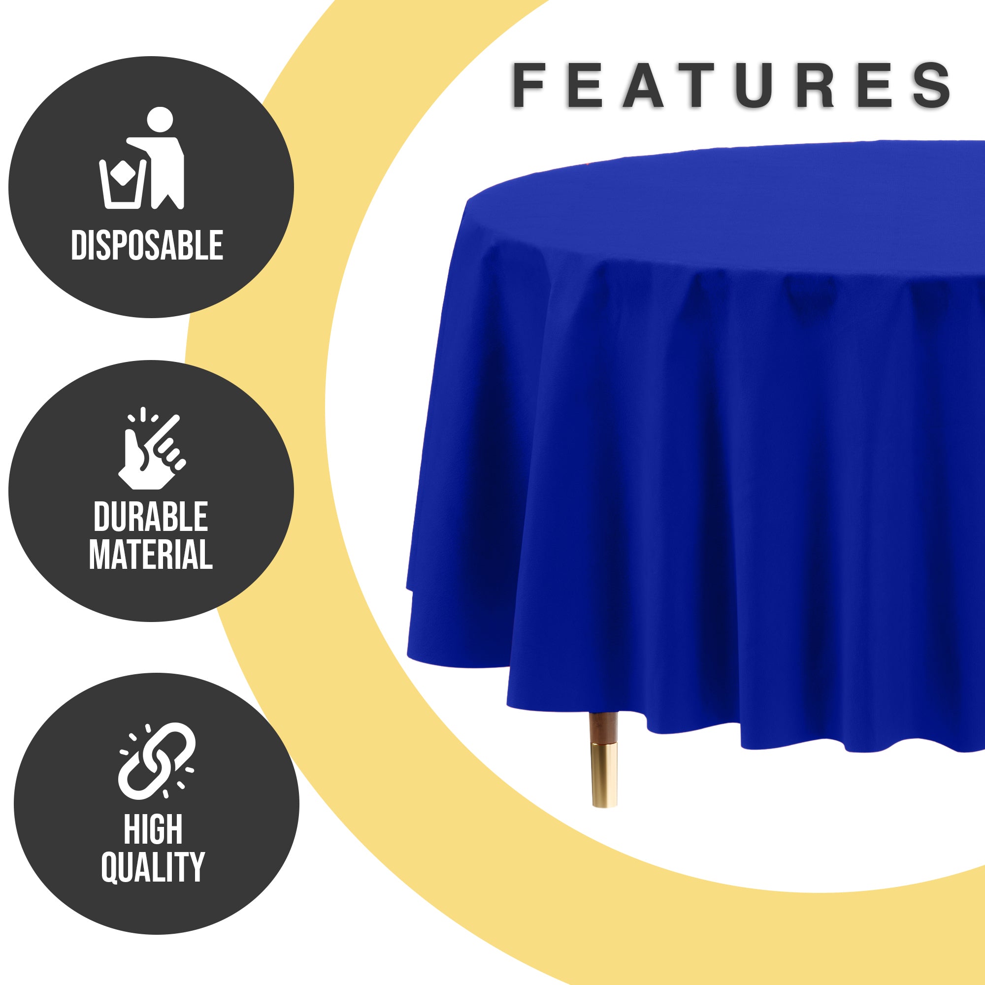 Premium Round Dark Blue Plastic Table Cover | 84 in.