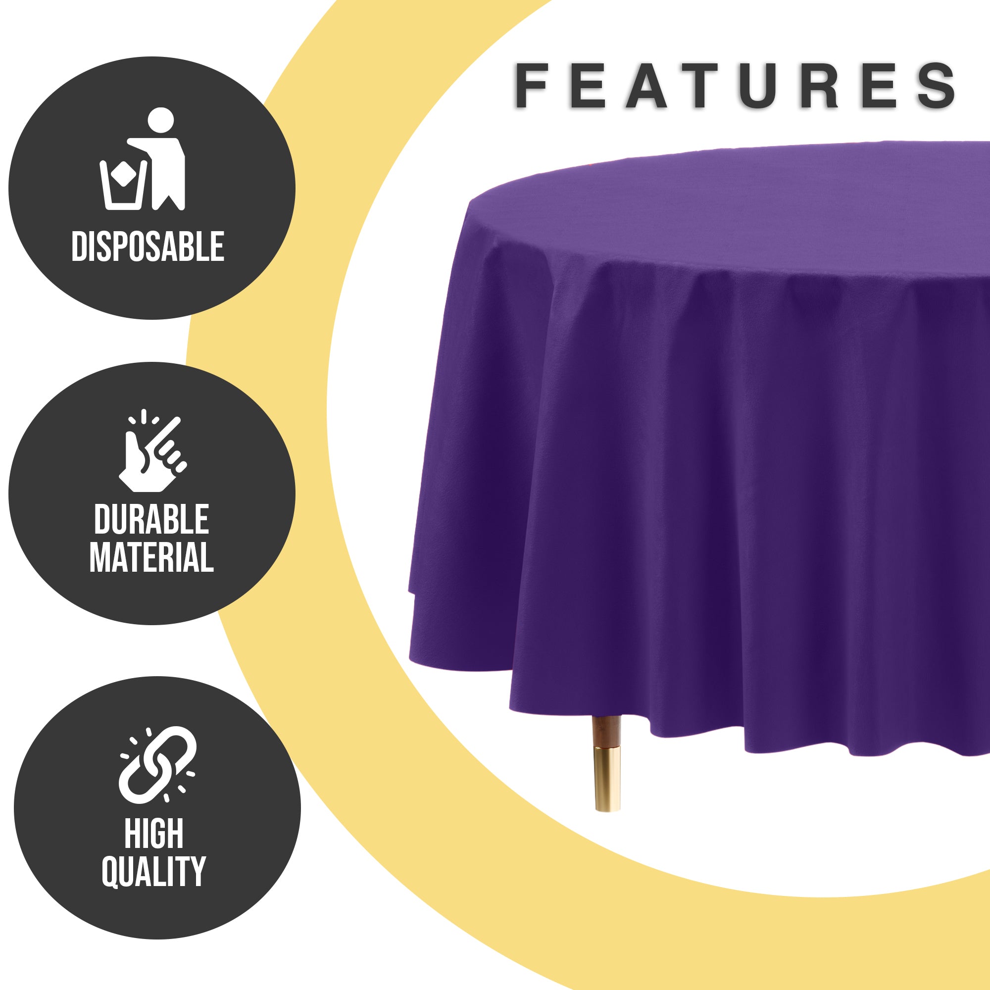Premium Round Purple Plastic Table Covers | 12 Pack | 84 in.