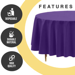 Premium Round Purple Plastic Table Covers | 12 Pack | 84 in.