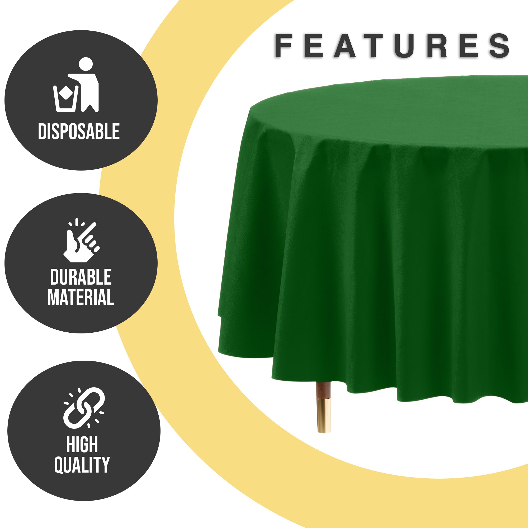 Premium Round Emerald Green Plastic Table Cover | 84 in.