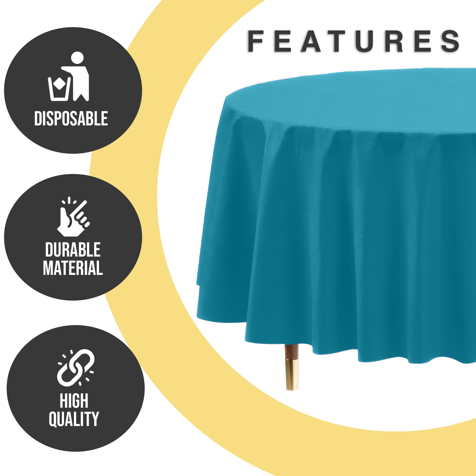 Premium Round Turquoise Plastic Table Cover | 84 in.