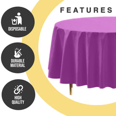 Premium Round Magenta Plastic Table Cover | 84 in. | Case of 96