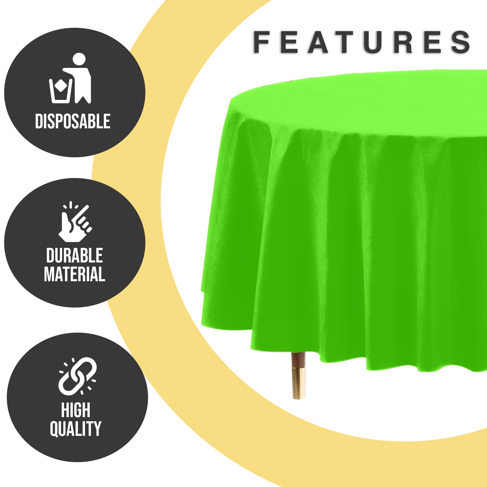 Premium Round Lime Green Plastic Table Cover | 84 in.