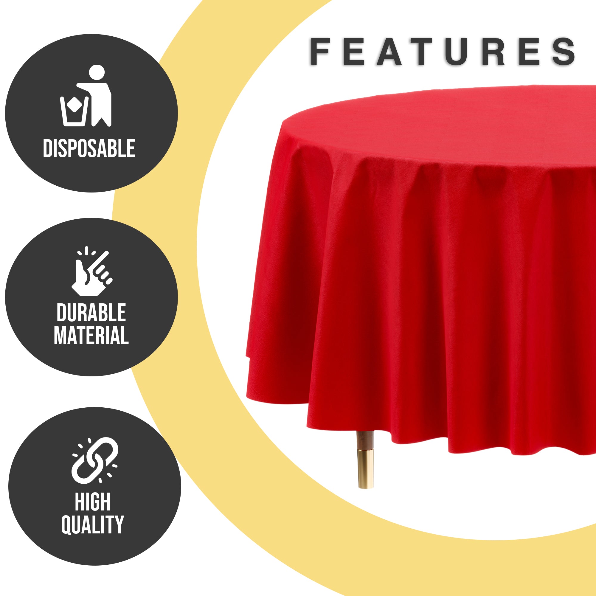 Premium Round Red Plastic Table Cover | 84 in.