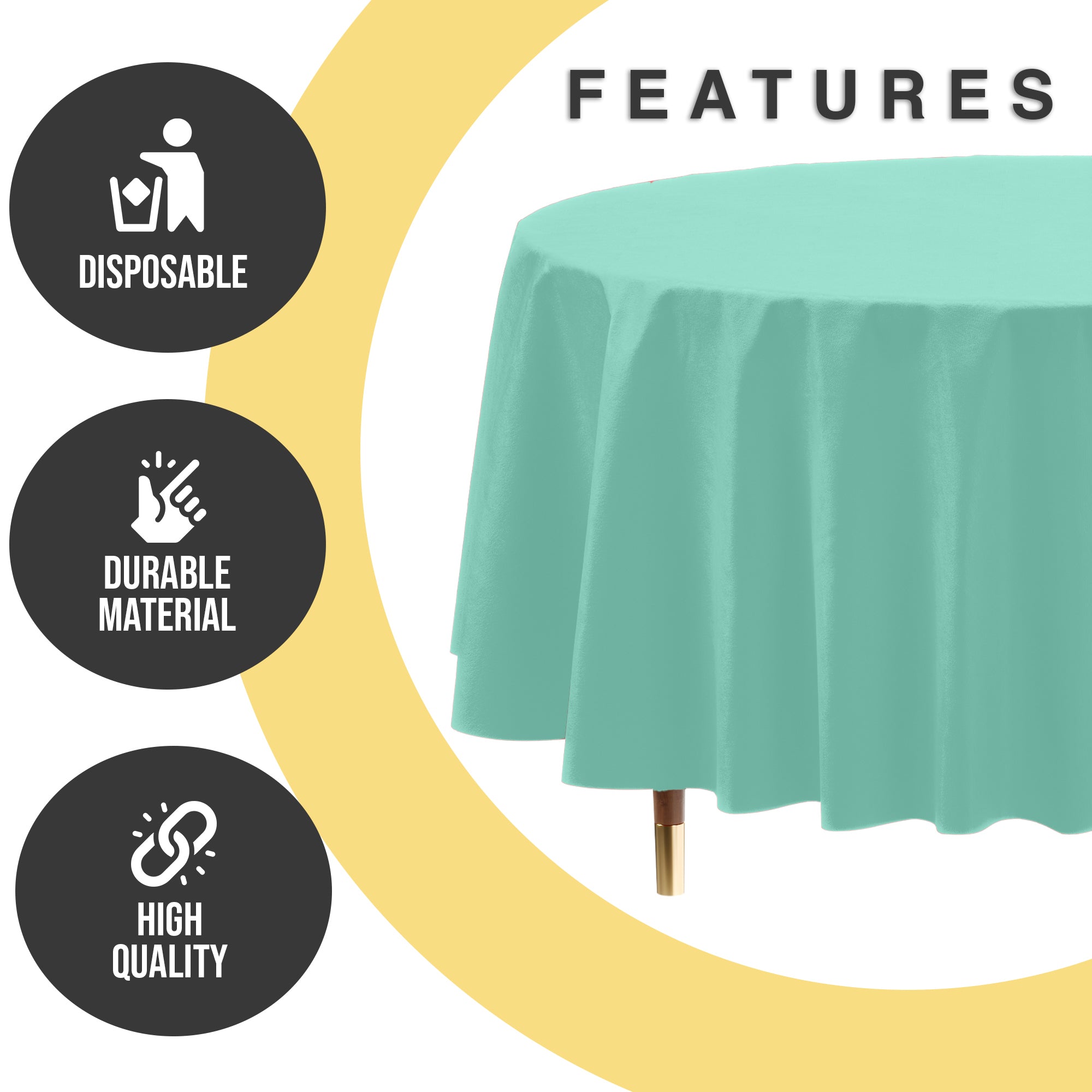 Premium Round Mint Plastic Table Covers | 12 Pack | 84 in.