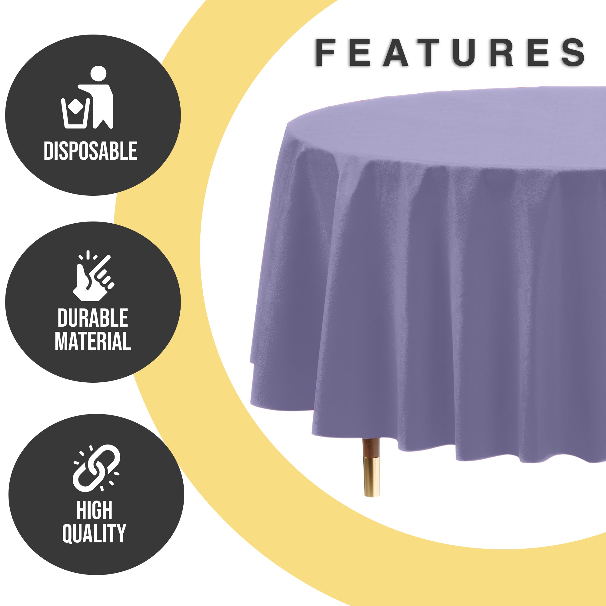 Premium Round Lavender Plastic Table Cover | 84 in.