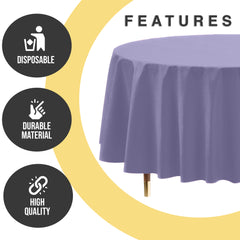 Premium Round Lavender Plastic Table Covers | 6 Pack | 84 in.