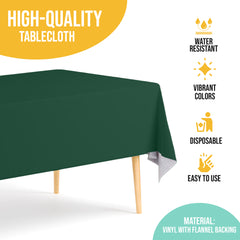 Dark Green Flannel Backed Plastic Table Cover 54 in. x 70 in.
