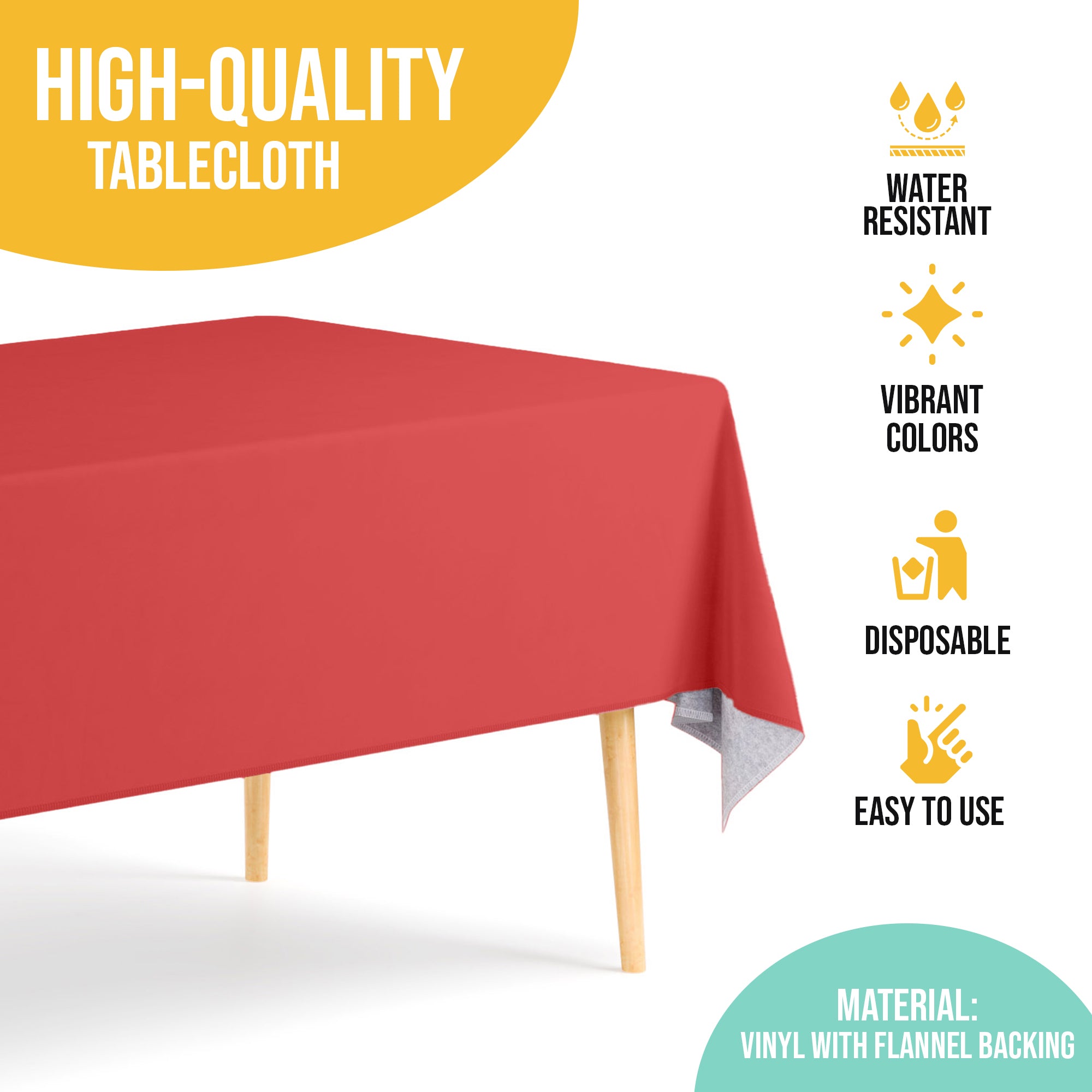 Red Flannel Backed Plastic Table Cover 54 in. x 70 in.