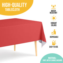 Red Flannel Backed Plastic Table Cover 54 in. x 70 in.