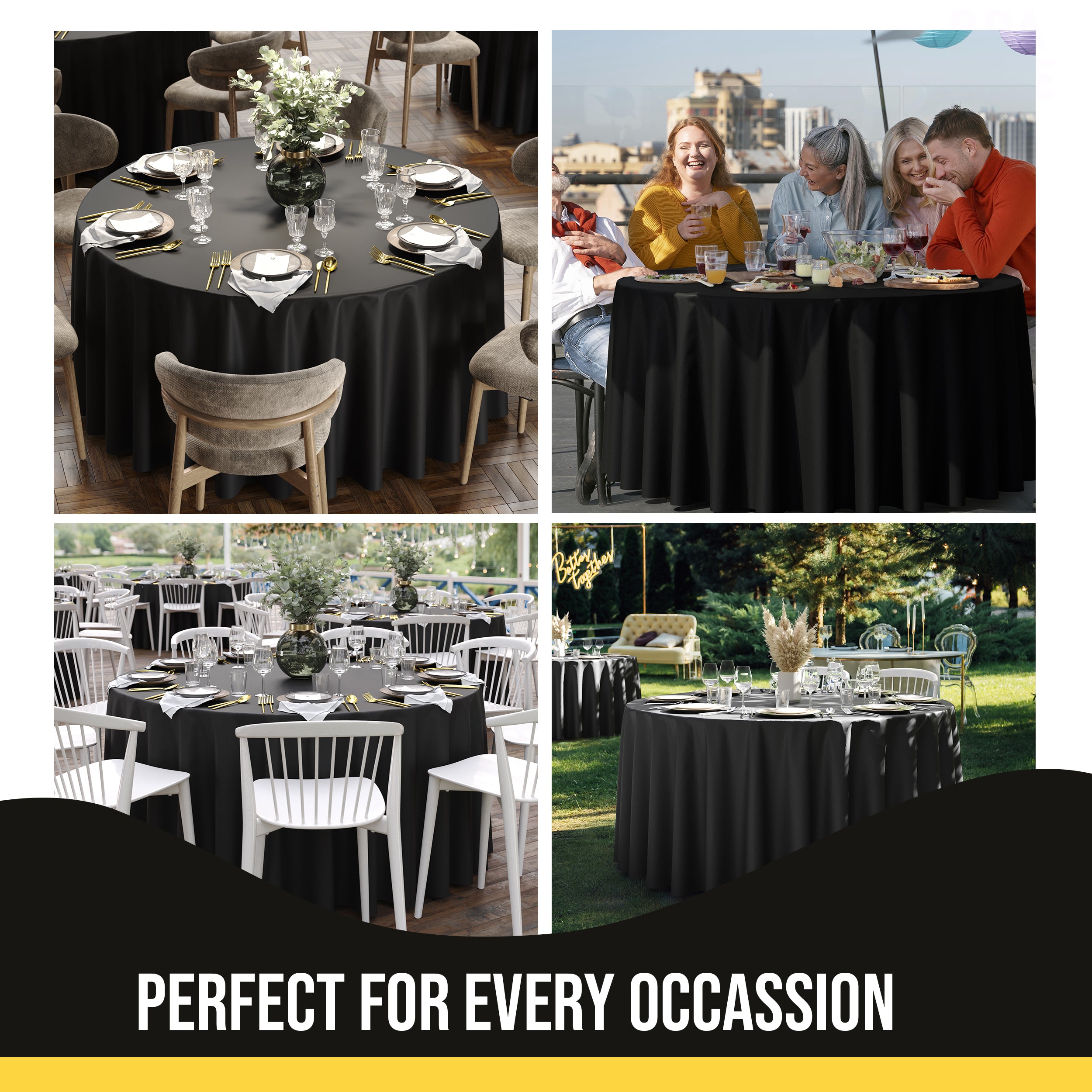 Premium 108" Round Black Table Cover