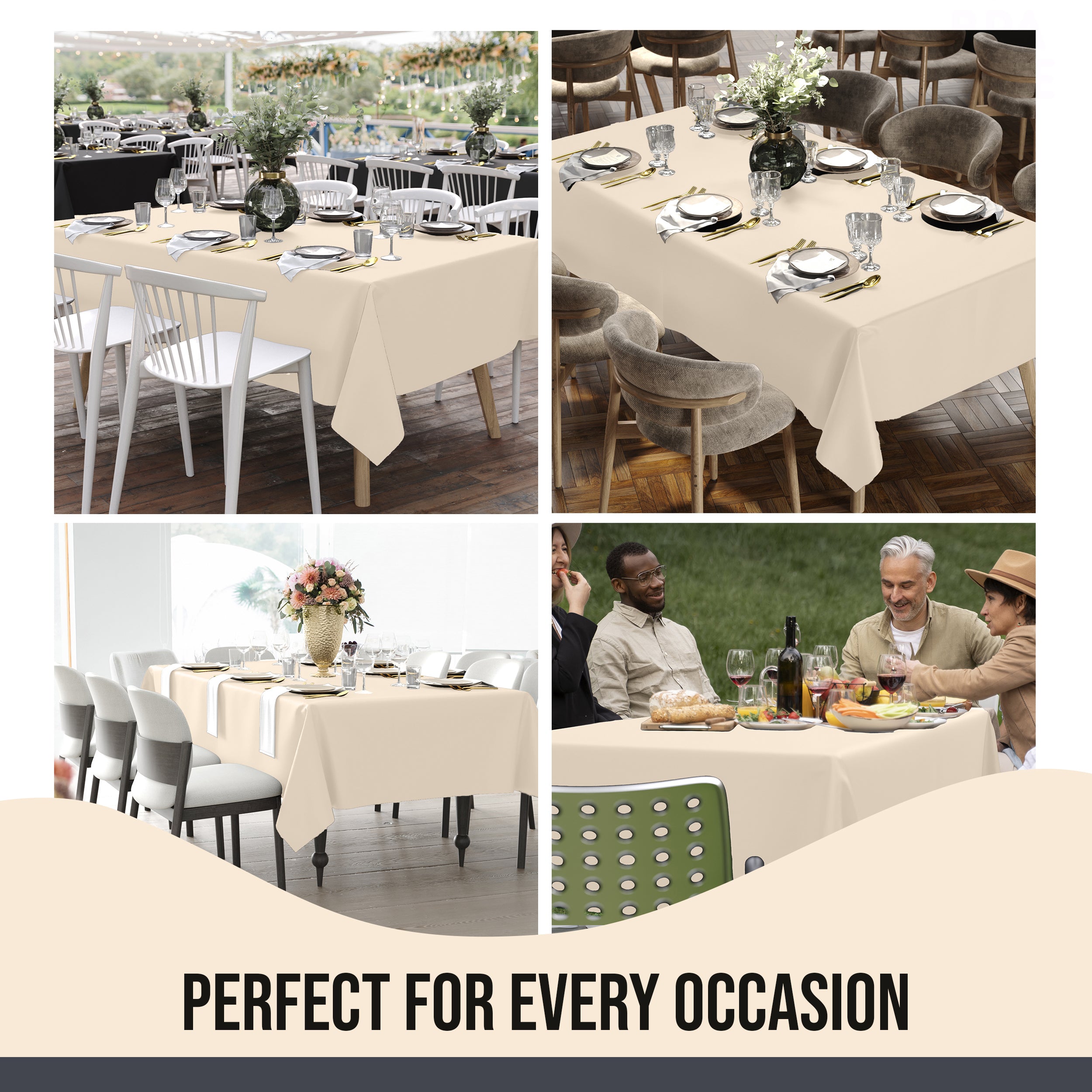 Premium Ivory Rectangle Table Cover 60" x 85" | 1 Pack