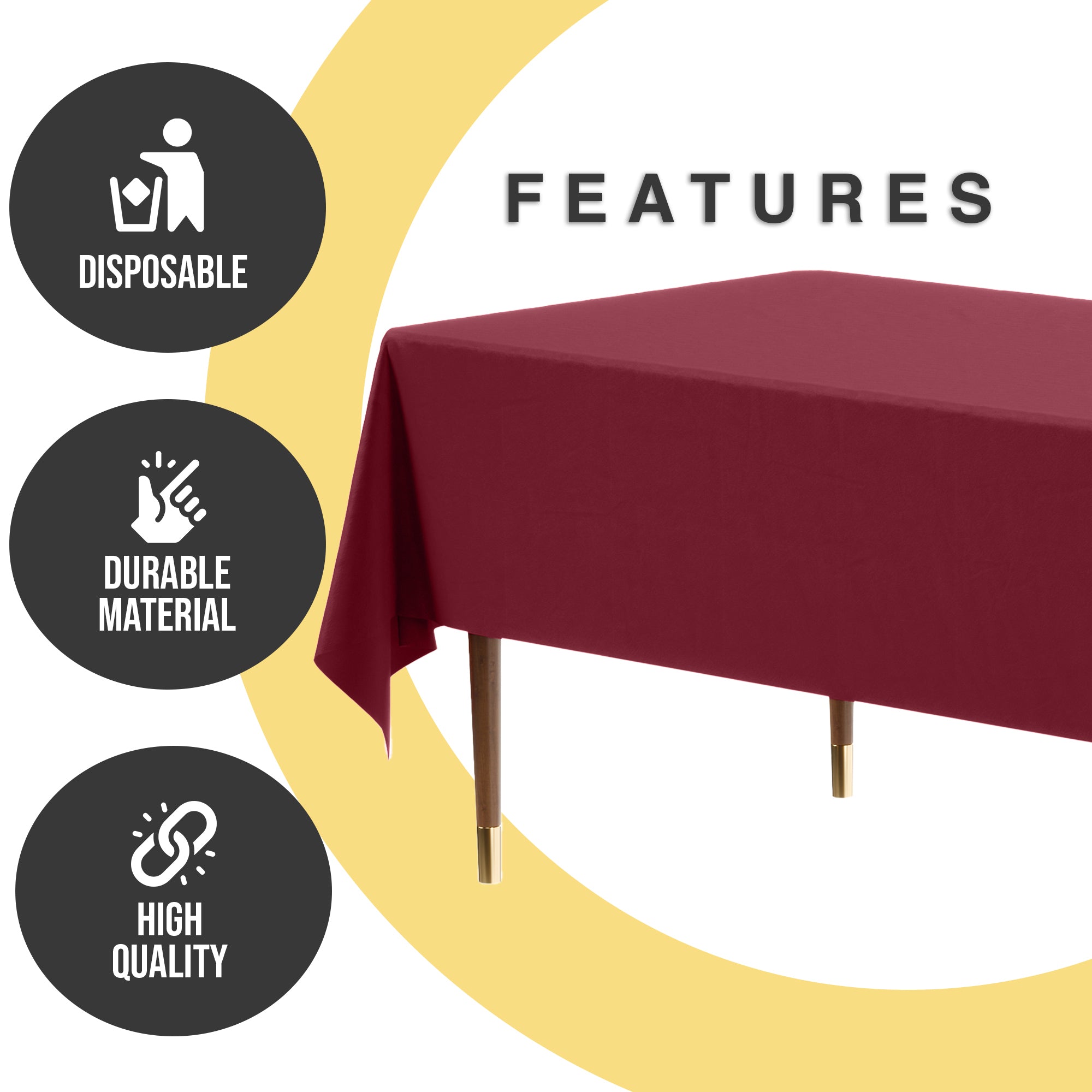 Premium Burgundy Plastic Table Cover | 54 in. x 108 in.