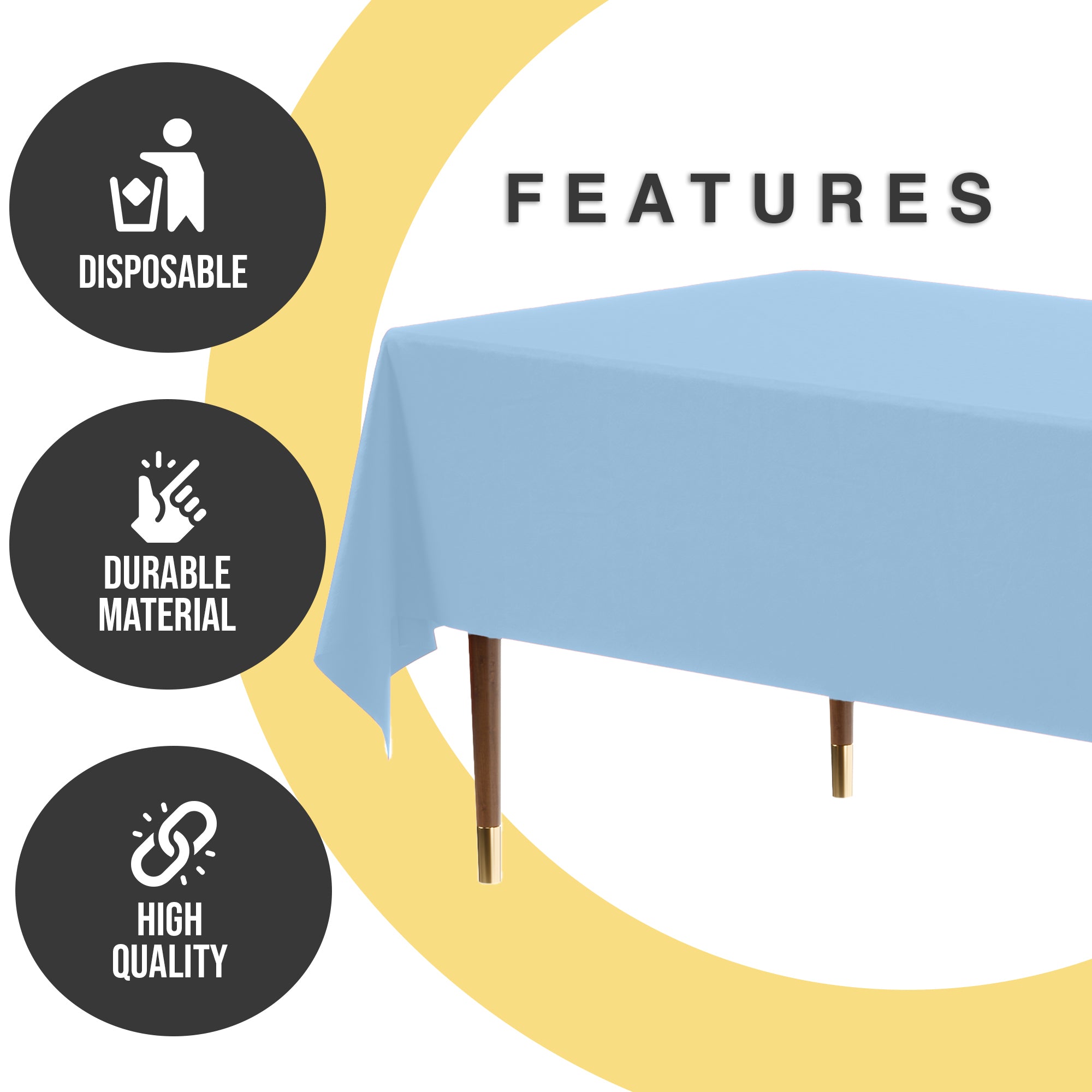 Premium Light Blue Plastic Table Covers | 6 Pack | 54 in. x 108 in.
