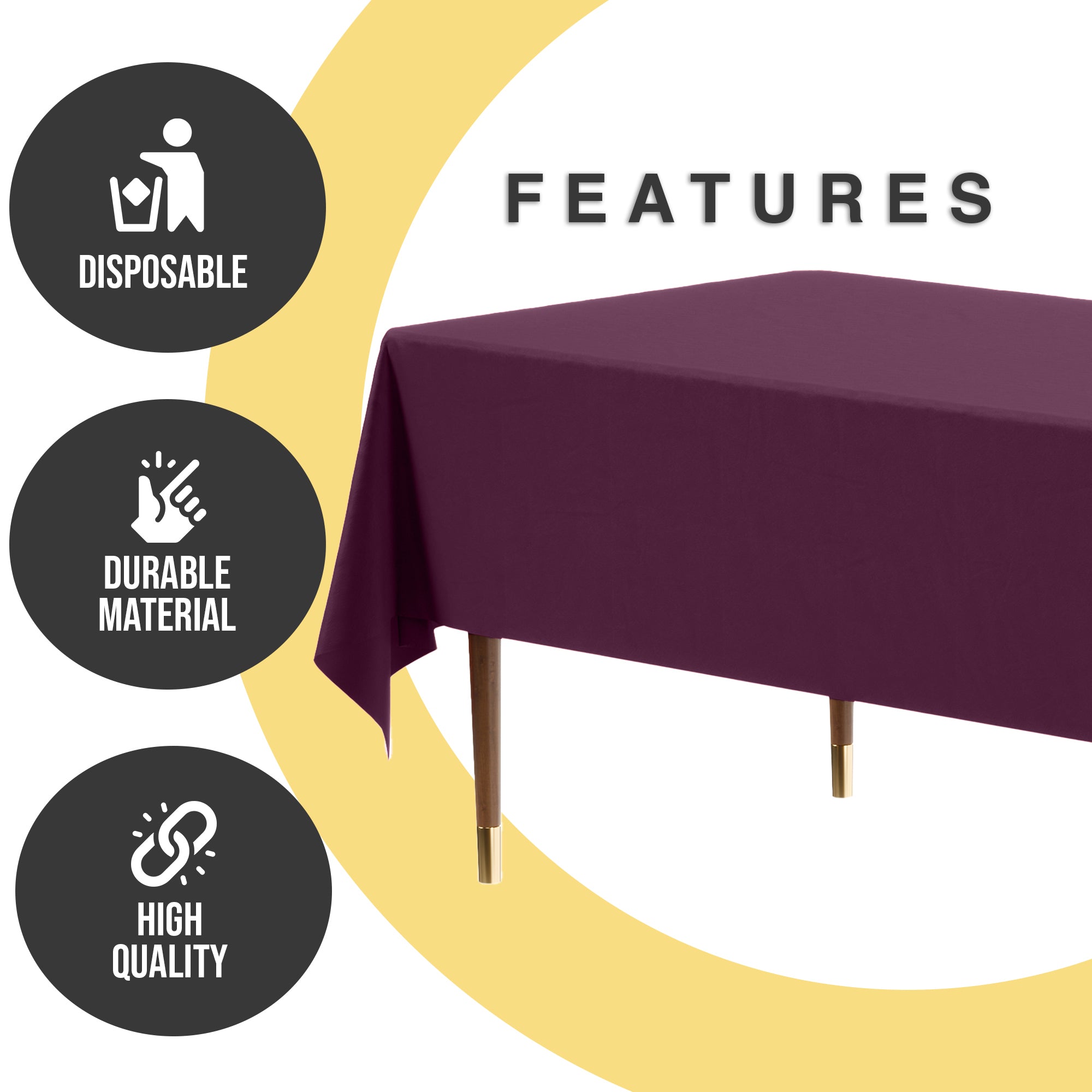 Premium Plum Plastic Table Cover | 54 in. x 108 in.
