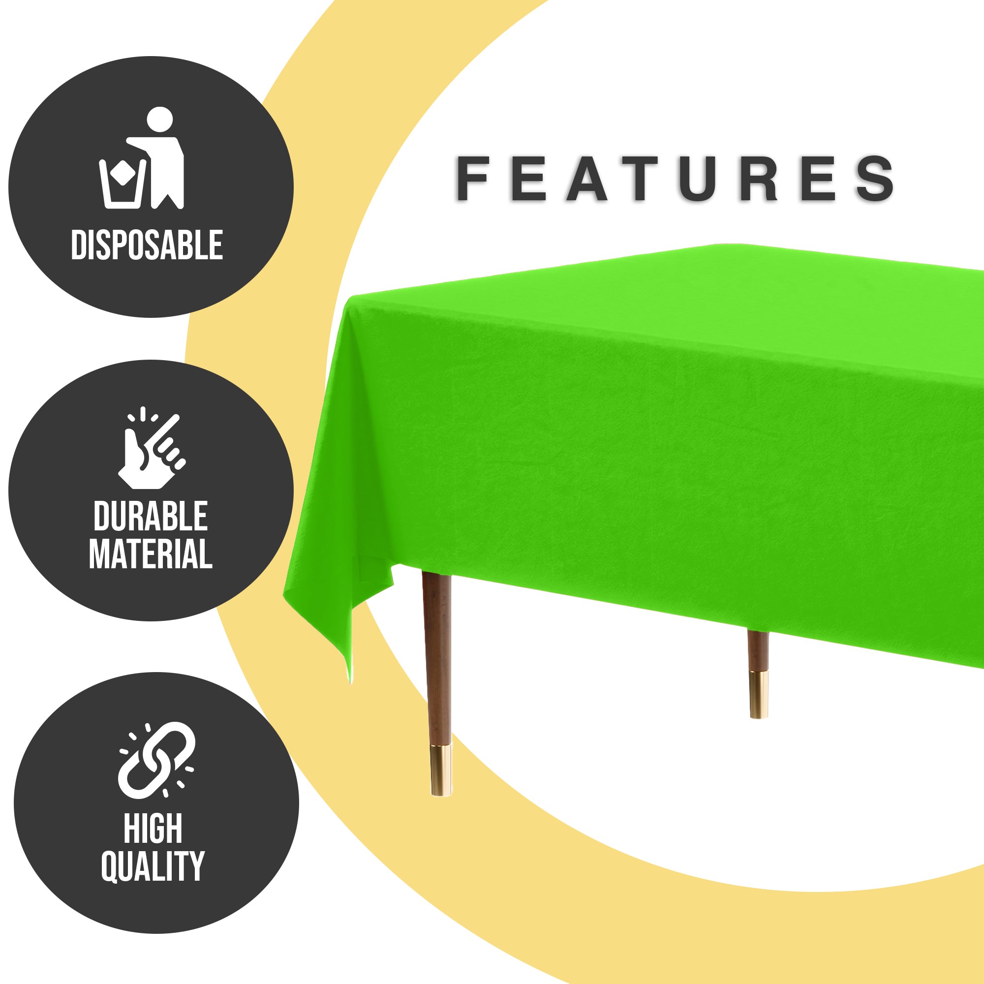Premium Lime Green Plastic Table Cover | 54 in. x 108 in.