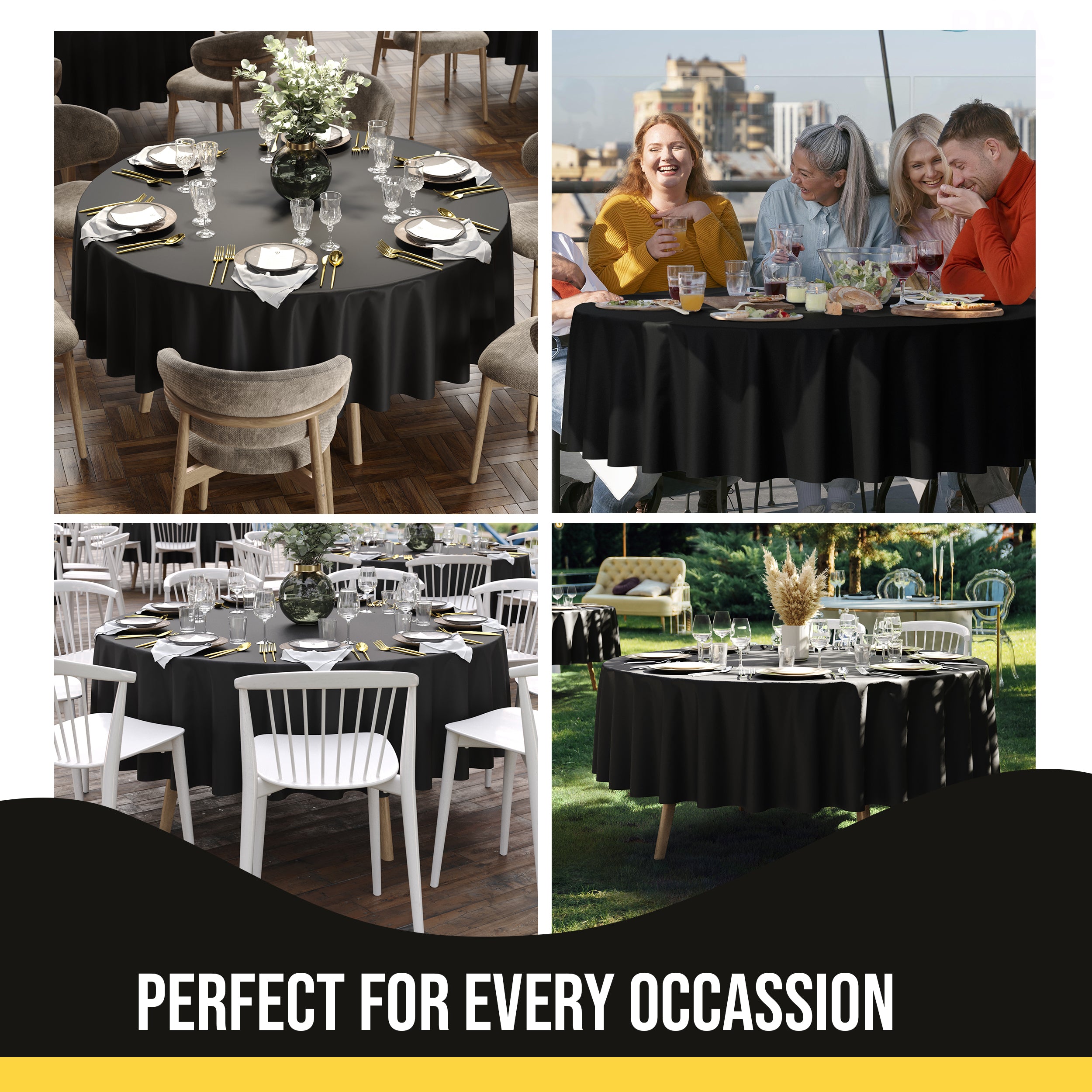 Premium 90" Round Black Table Cover