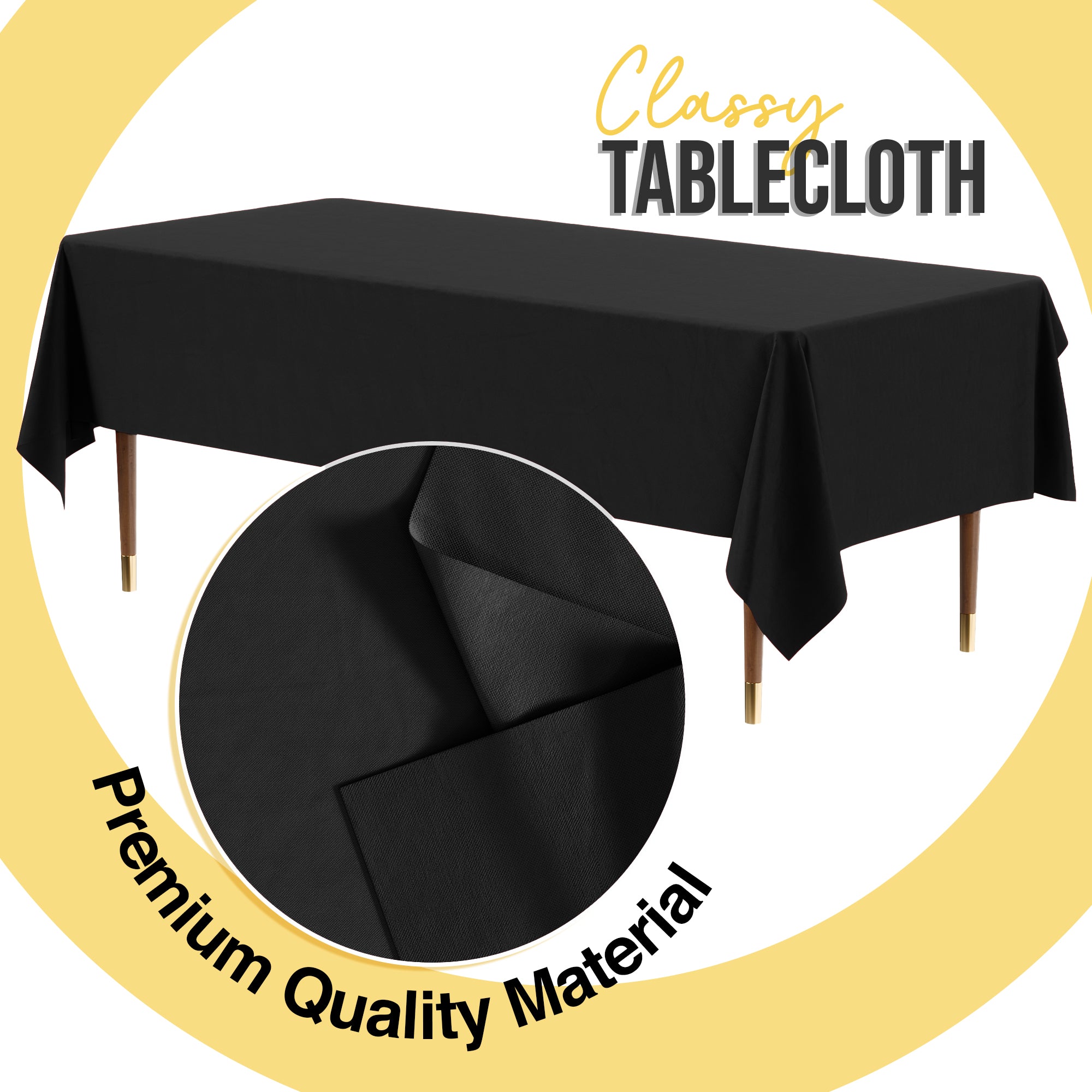 Premium Black Plastic Table Cover | 54 in. x 108 in.