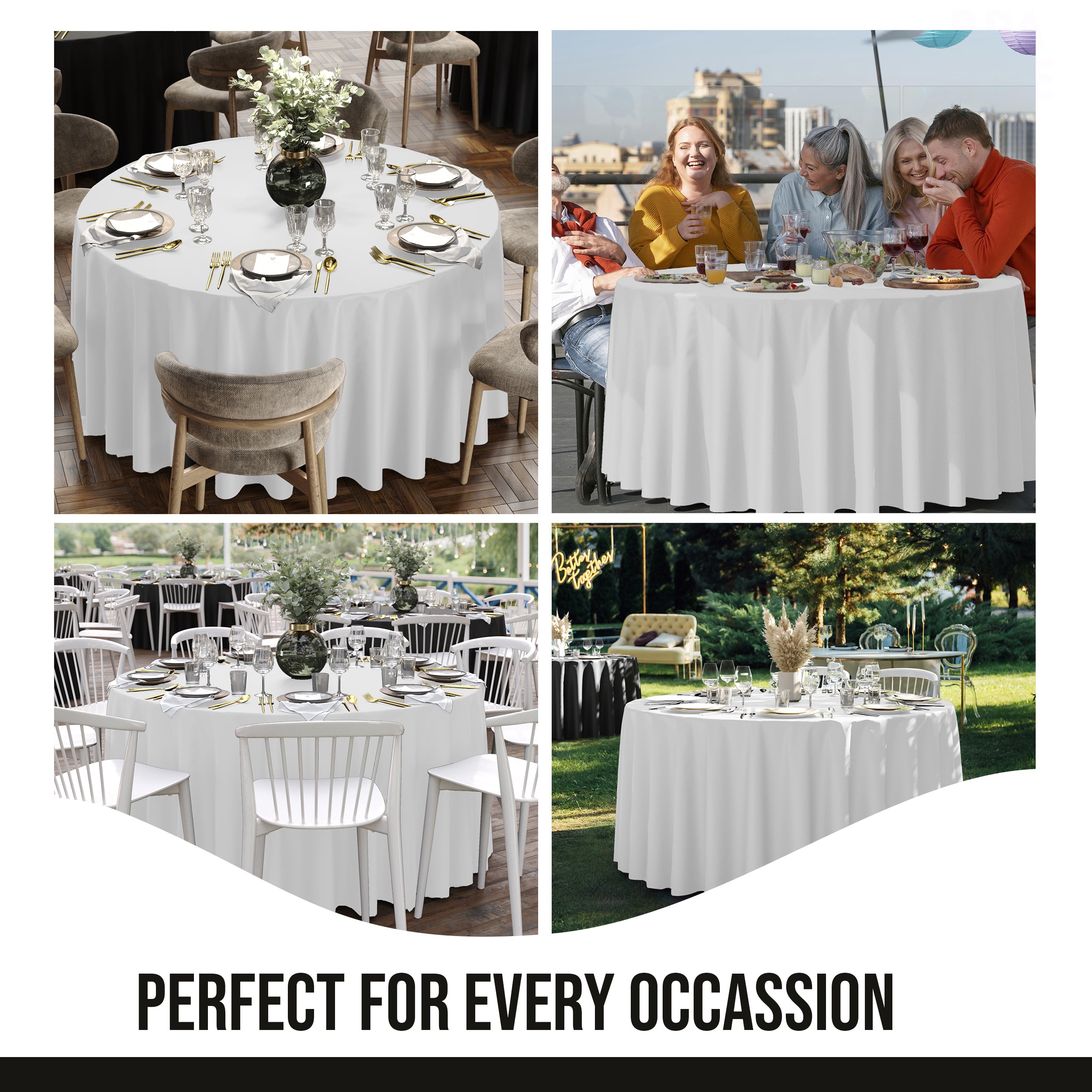 Premium 108" Round White Table Cover