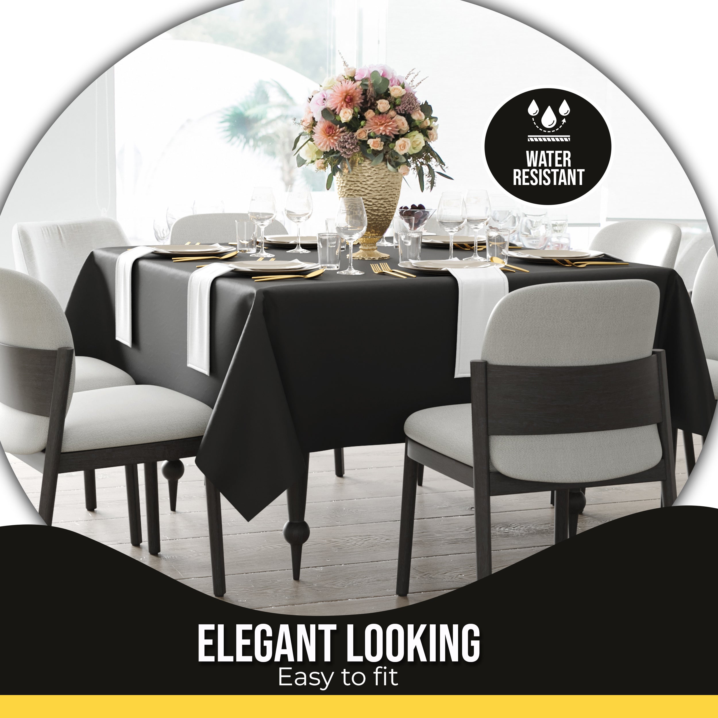Premium Square Black Table Cover 70" x 70" | 1 Pack
