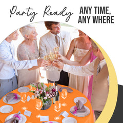 Premium Round Orange Plastic Table Cover | 84 in.