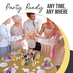 Premium Round Gold Plastic Table Covers | 12 Pack | 84 in.