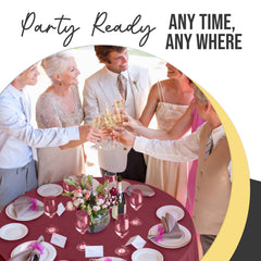 Premium Round Burgundy Plastic Table Covers | 12 Pack | 84 in.
