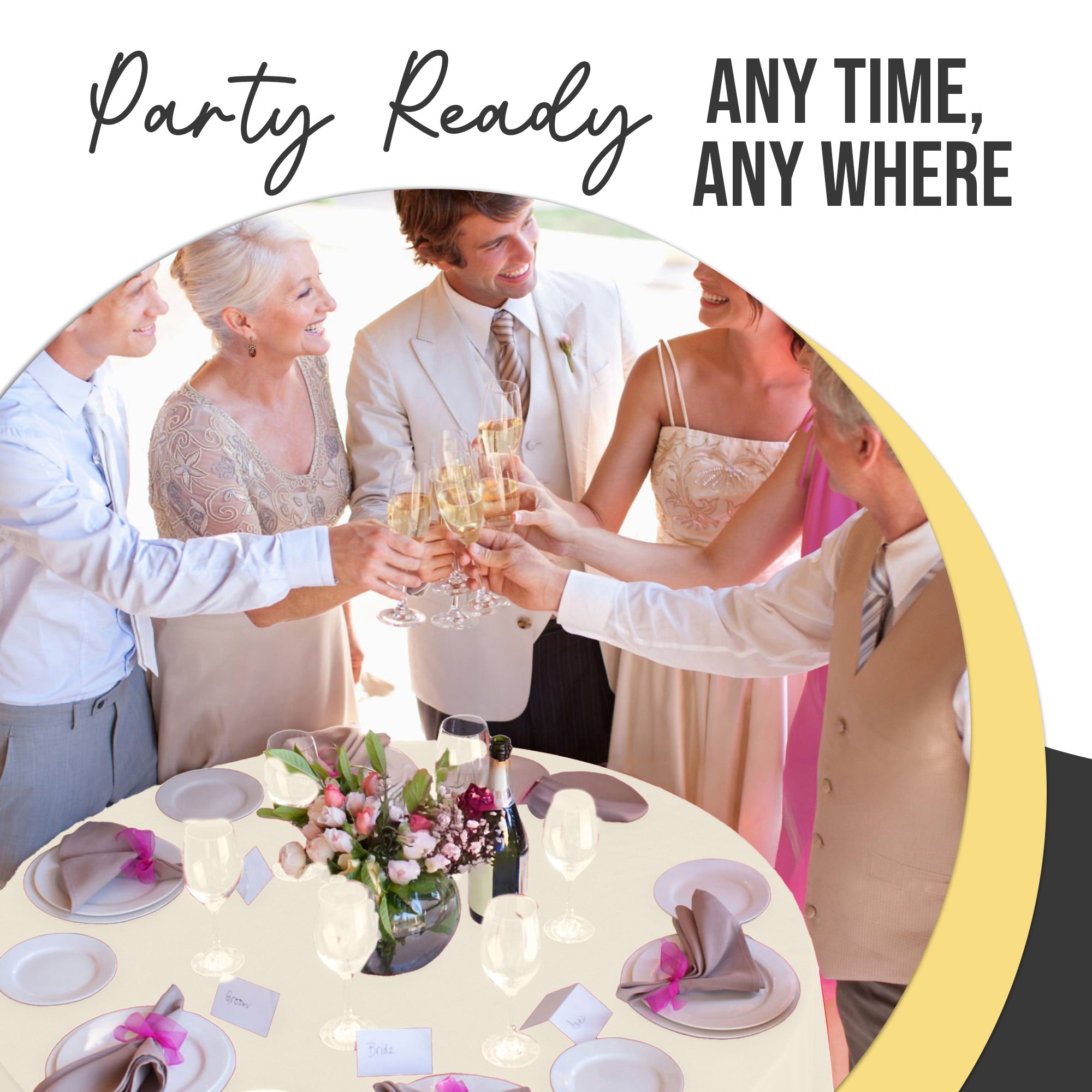 Premium Round Ivory Plastic Table Covers | 6 Pack | 84 in.