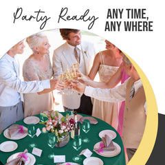 Premium Round Dark Green Plastic Table Covers | 12 Pack | 84 in.