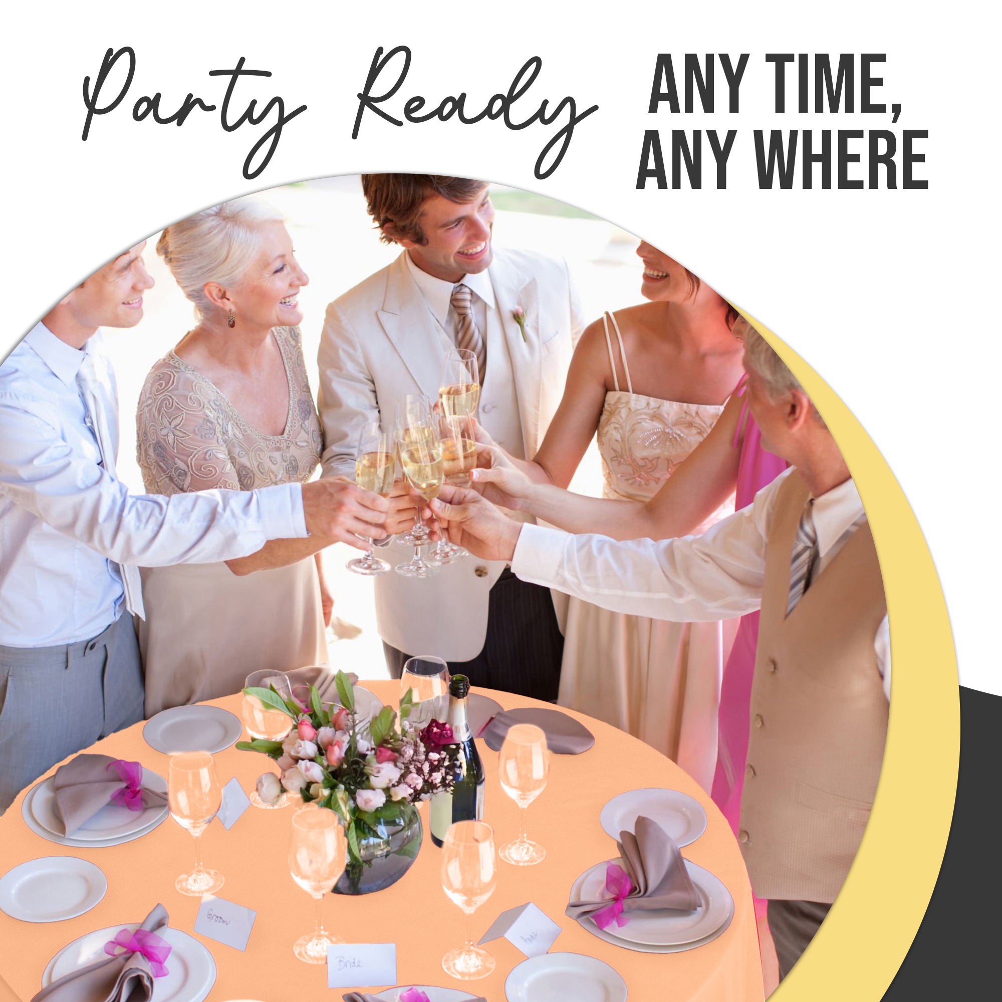 Premium Round Peach Plastic Table Covers | 12 Pack | 84 in.