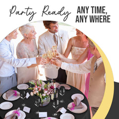 Premium Round Black Plastic Table Cover | 84 in.