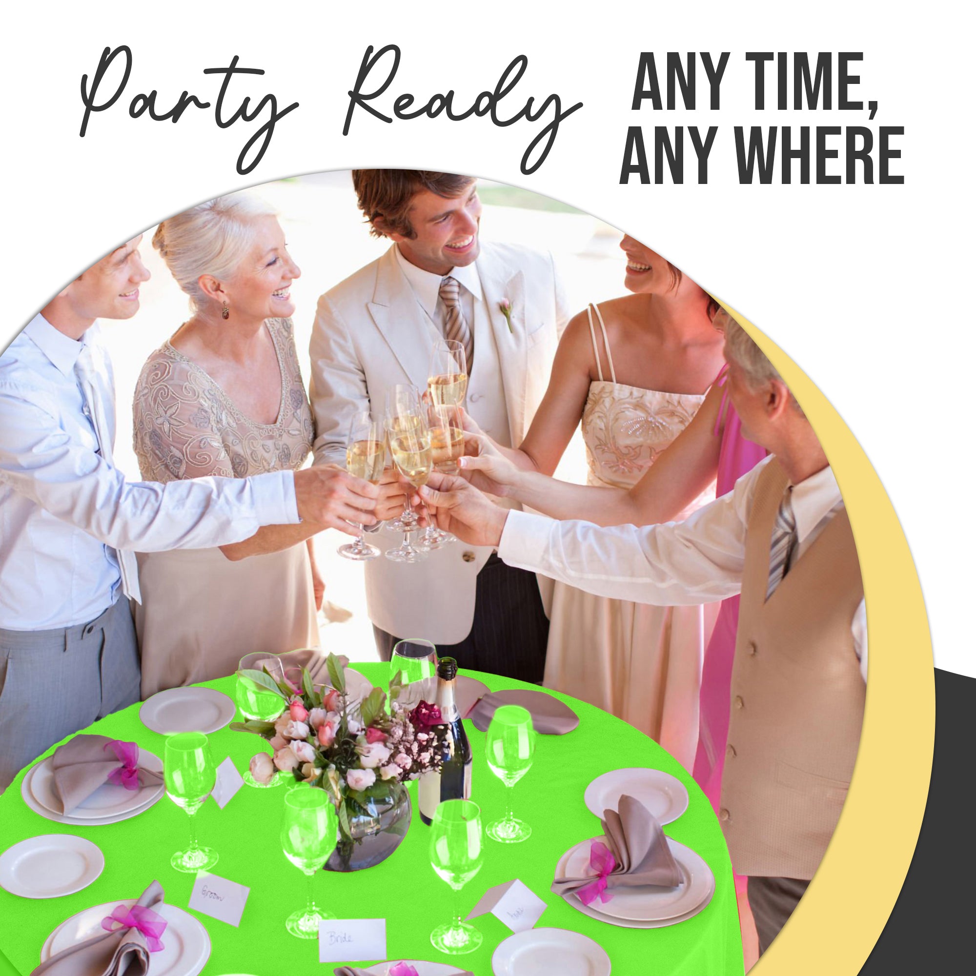 Premium Round Lime Green Plastic Table Cover | 84 in.