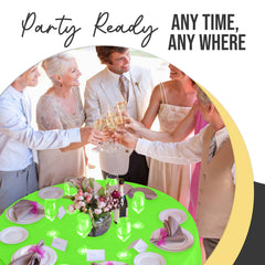 Premium Round Lime Green Plastic Table Cover | 84 in.