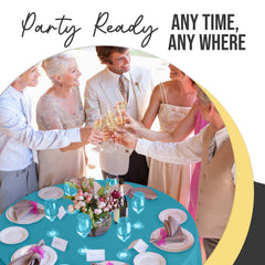 Premium Round Turquoise Plastic Table Cover | 84 in.