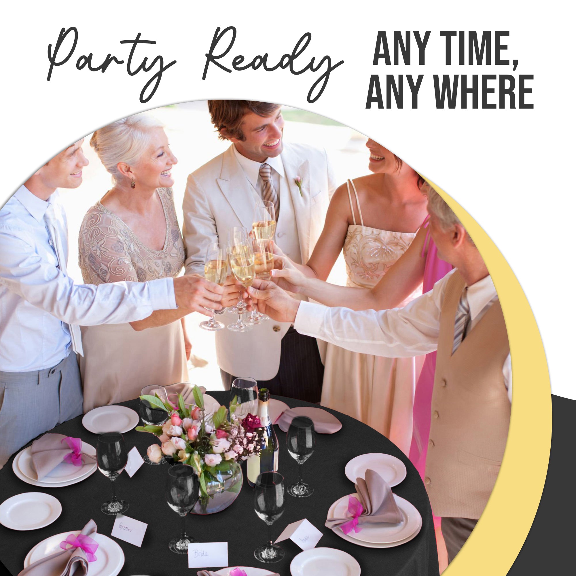 Premium Round Black Plastic Table Covers | 12 Pack | 84 in.