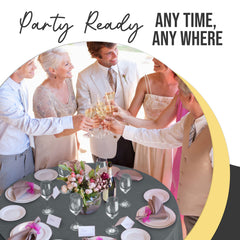 Premium Round Silver Plastic Table Cover | 84 in.