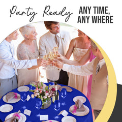 Premium Round Dark Blue Plastic Table Cover | 84 in. | Case of 96