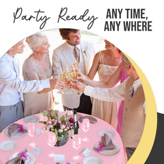 Premium Round Pink Plastic Table Covers | 12 Pack | 84 in.