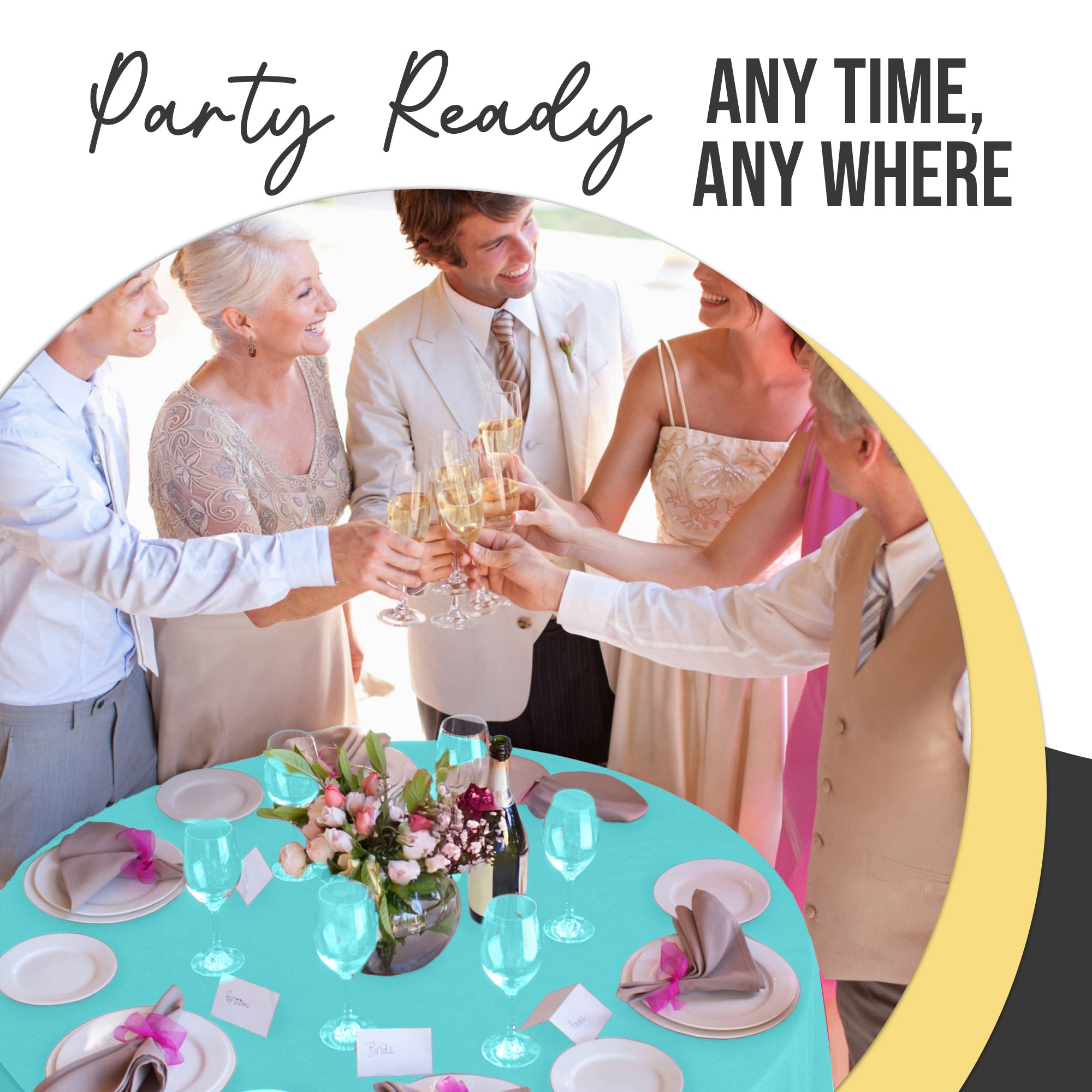 Premium Round Aqua Blue Plastic Table Covers | 12 Pack | 84 in.
