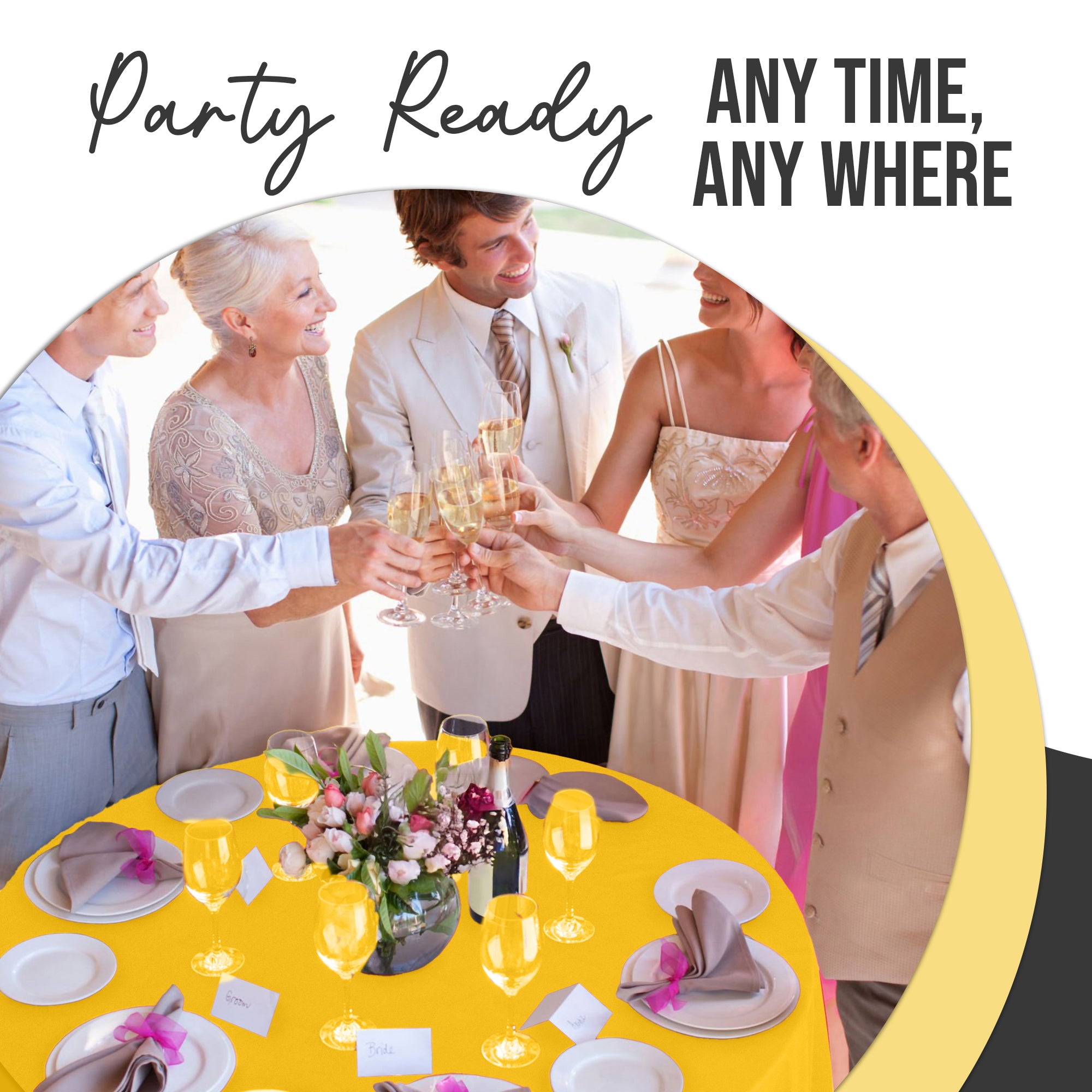 Premium Round Yellow Plastic Table Cover | 84 in. | Case of 96