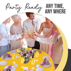 Premium Round Yellow Plastic Table Covers | 12 Pack | 84 in.