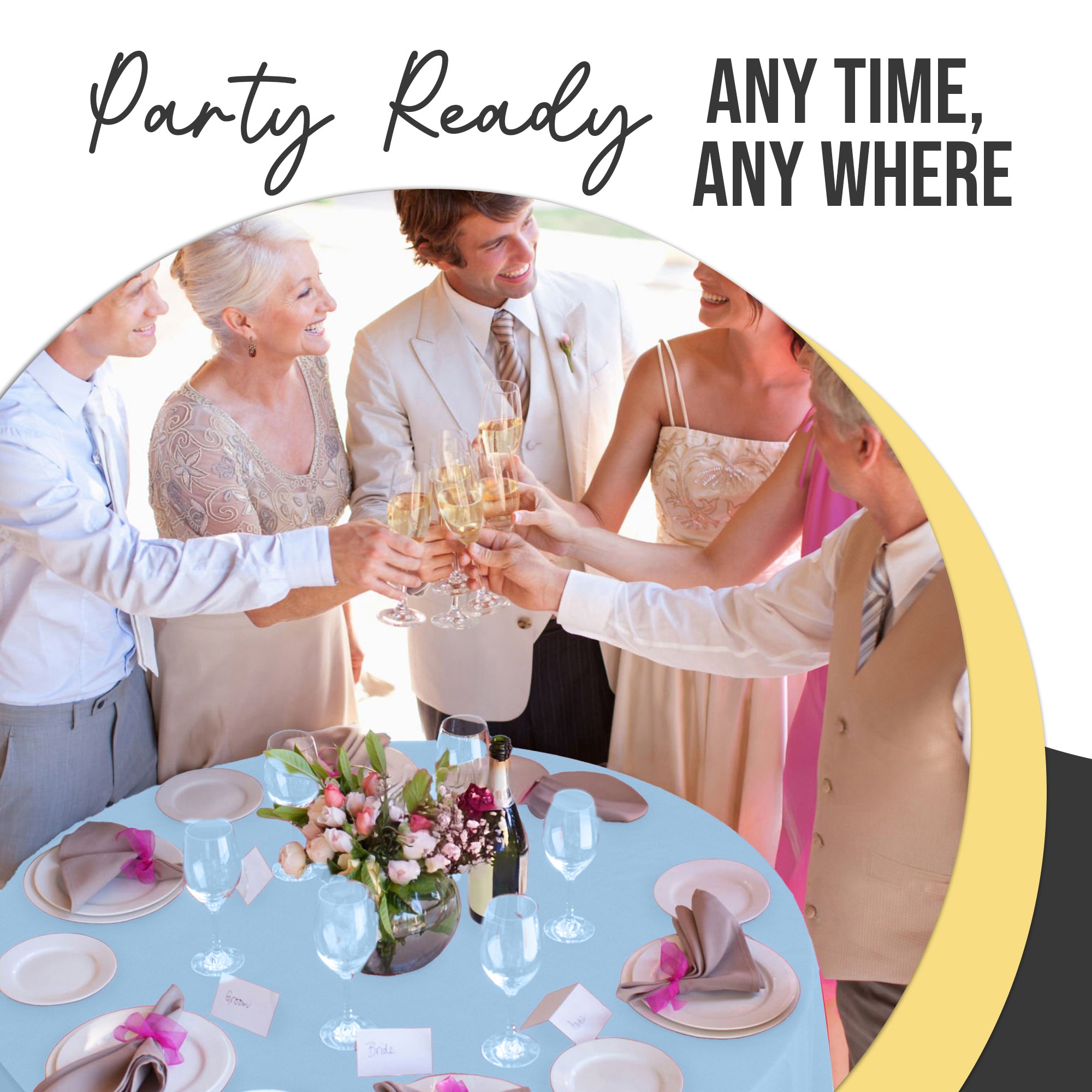 Premium Round Light Blue Plastic Table Covers | 6 Pack | 84 in.
