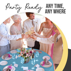 Premium Round Sky Blue Plastic Table Covers | 6 Pack | 84 in.