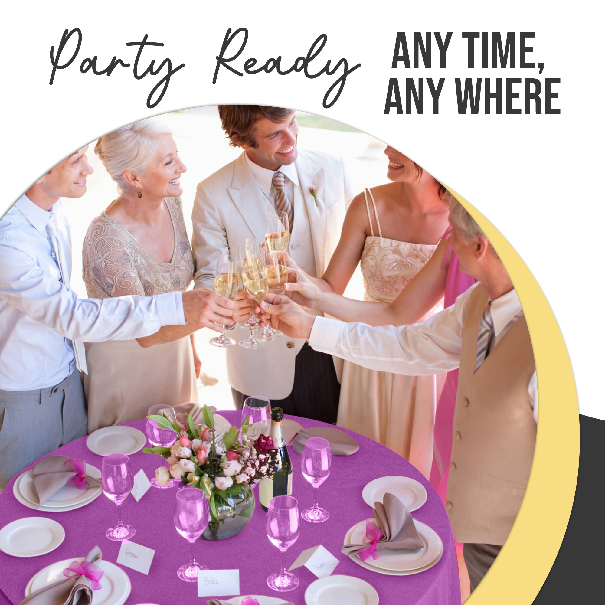 Premium Round Magenta Plastic Table Cover | 84 in. | Case of 96