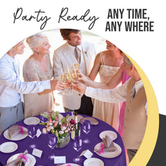 Premium Round Purple Plastic Table Cover | 84 in. | Case of 96