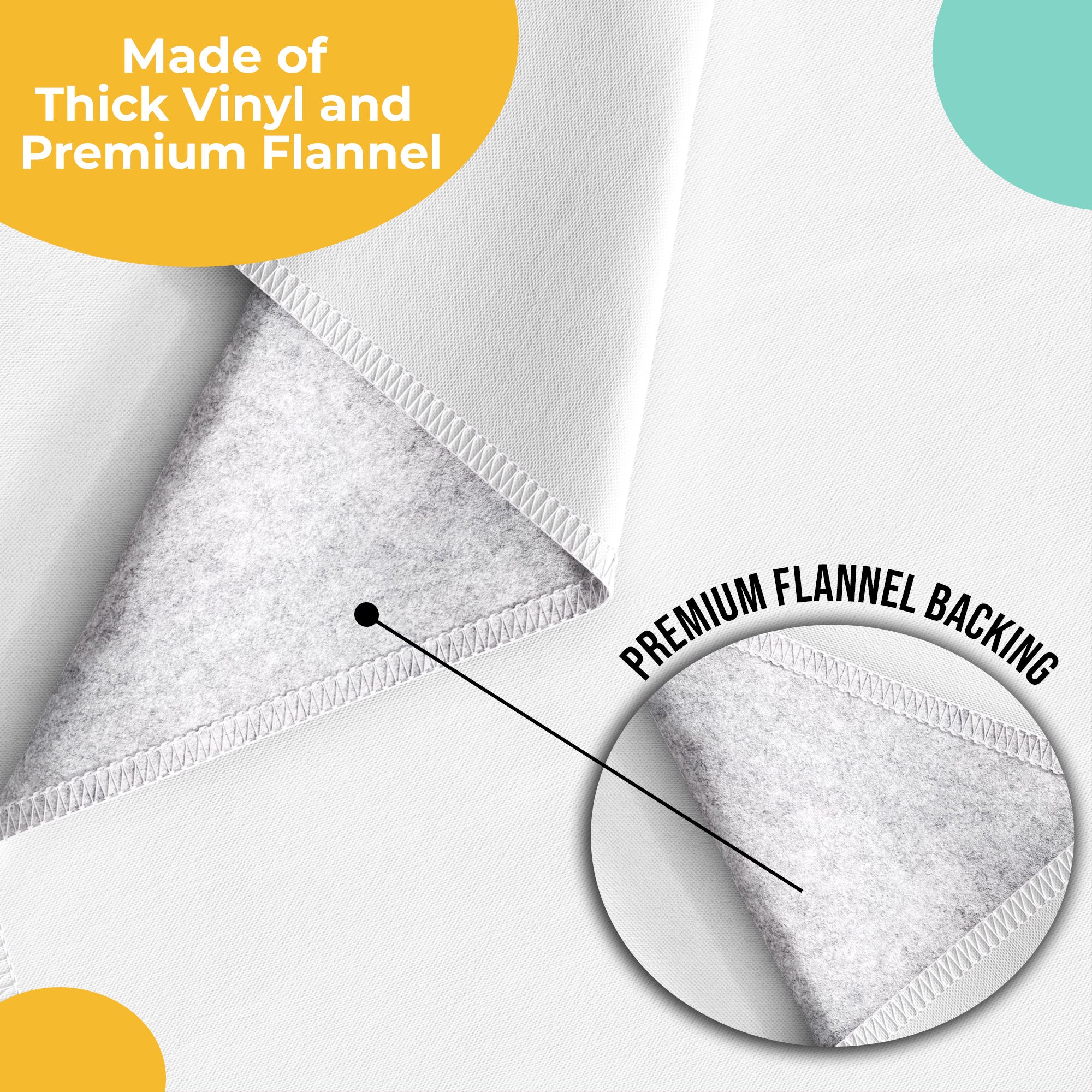 White Flannel Backed Plastic Table Cover 54 in. x 70 in.