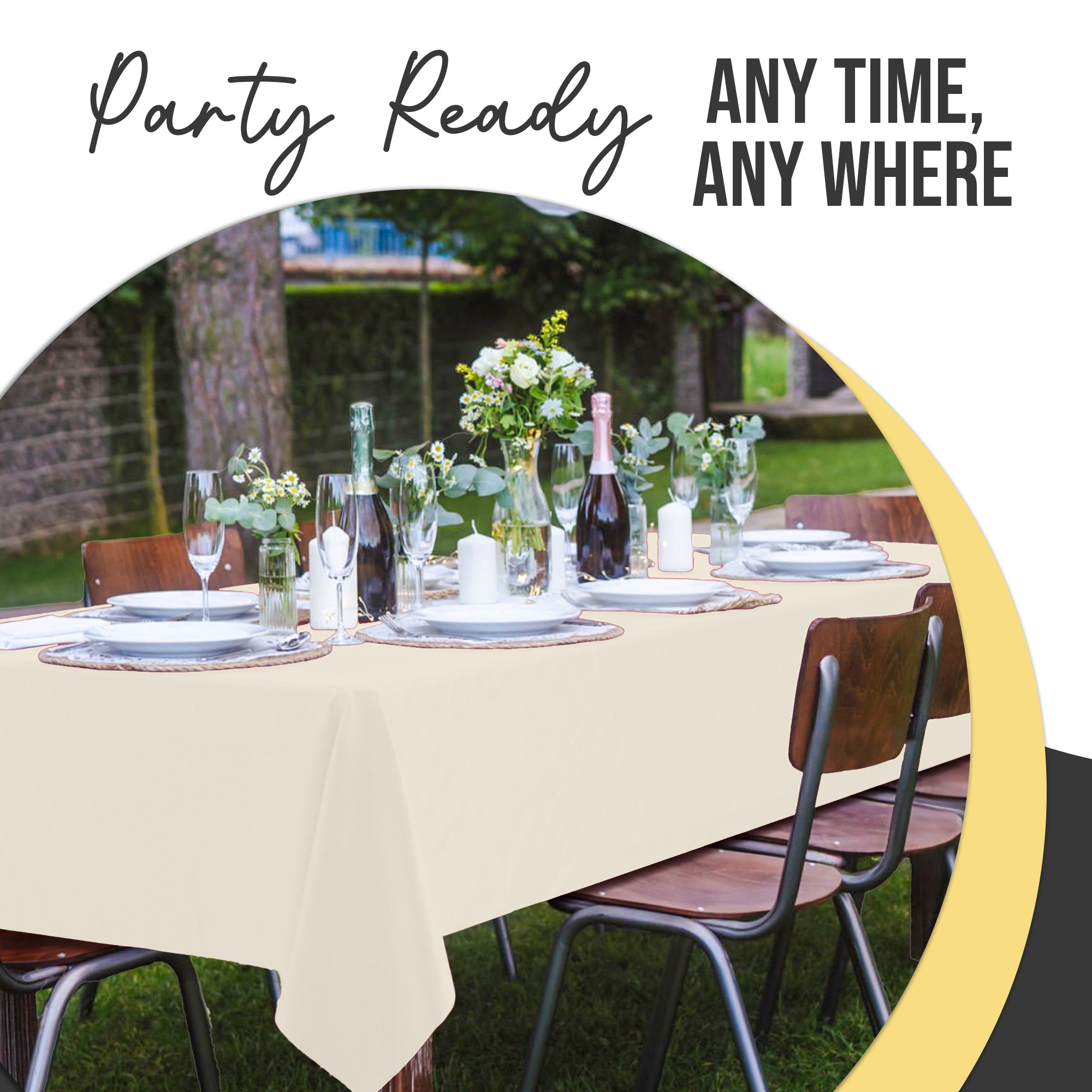 Premium Ivory Plastic Table Cover | 54 in. x 108 in.
